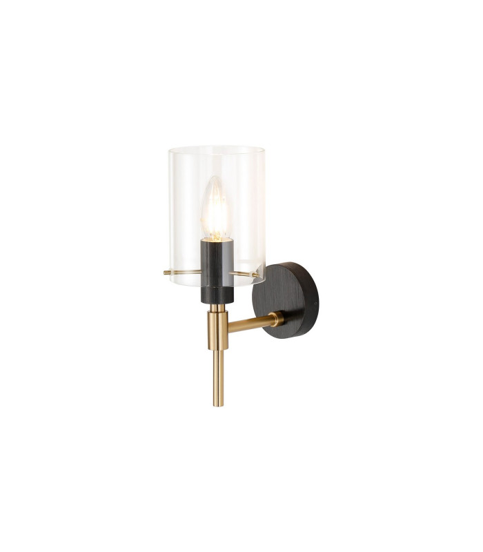 Eden Wall Lamp 10x13.5cm Cylinder Glass 1 Light E14 IP44 Black/Brass Gold/Clear-1