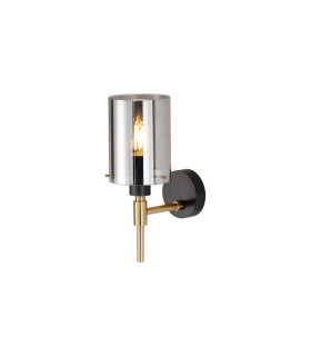 Eden Wall Lamp 10x13.5cm Cylinder Glass 1 Light E14 IP44 Black/Brass Gold/Smoke-1