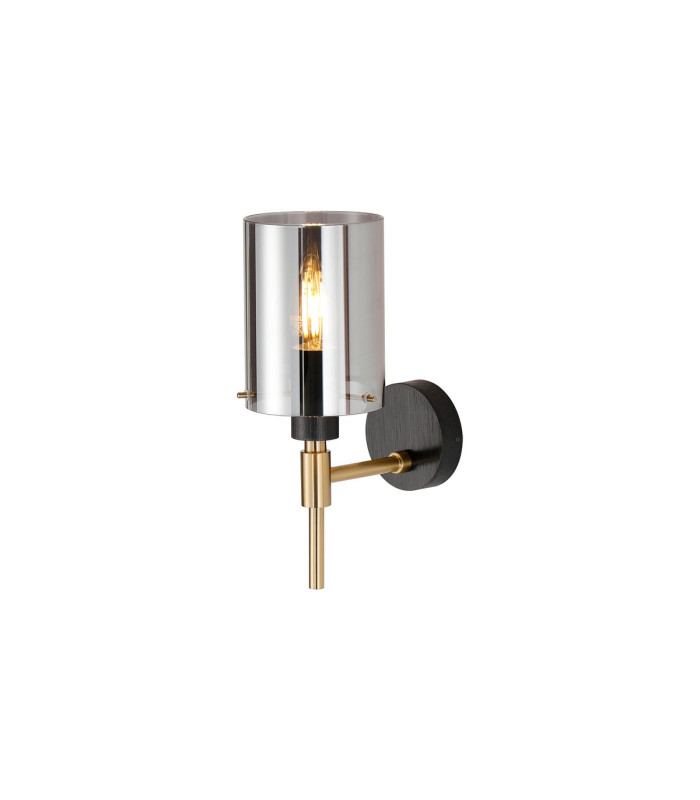 Eden Wall Lamp 10x13.5cm Cylinder Glass 1 Light E14 IP44 Black/Brass Gold/Smoke-1