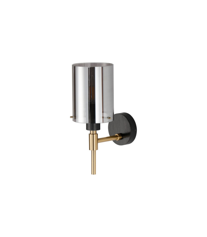 Eden Wall Lamp 10x13.5cm Cylinder Glass 1 Light E14 IP44 Black/Brass Gold/Smoke-4