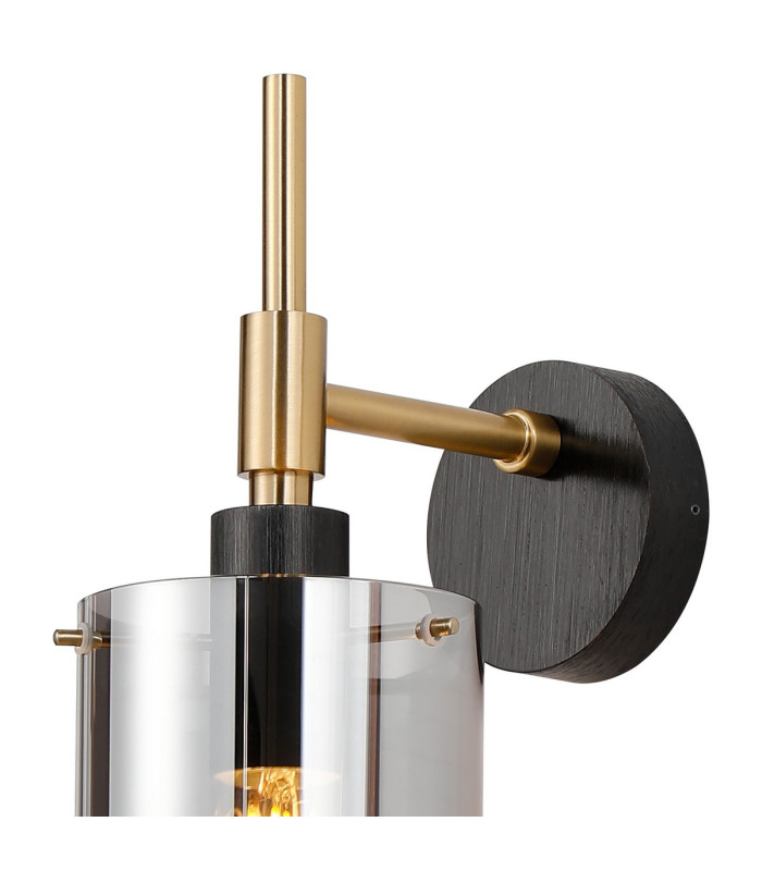 Eden Wall Lamp 10x13.5cm Cylinder Glass 1 Light E14 IP44 Black/Brass Gold/Smoke-5