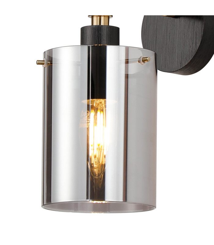 Eden Wall Lamp 10x13.5cm Cylinder Glass 1 Light E14 IP44 Black/Brass Gold/Smoke-6