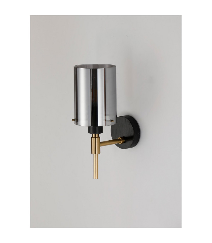 Eden Wall Lamp 10x13.5cm Cylinder Glass 1 Light E14 IP44 Black/Brass Gold/Smoke-7