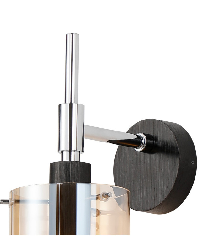 Eden Wall Lamp 10x13.5cm Cylinder Glass 1 Light E14 IP44 Black/Polished Chrome/Amber-5