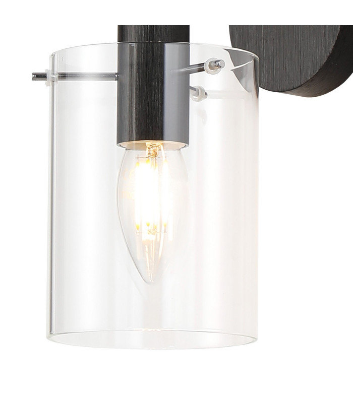 Eden Wall Lamp 10x13.5cm Cylinder Glass 1 Light E14 IP44 Black/Polished Chrome/Clear-6