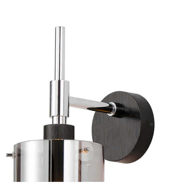 Eden Wall Lamp 10x13.5cm Cylinder Glass 1 Light E14 IP44 Black/Polished Chrome/Smoke-5