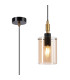 Eden 10cm 1.5m Single Pendant 10x13.5cm Cylinder Glass 1 Light E14 IP44 Black/Brass Gold/Amber-1