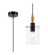 Eden 10cm 1.5m Single Pendant 10x13.5cm Cylinder Glass 1 Light E14 IP44 Black/Brass Gold/Clear-1