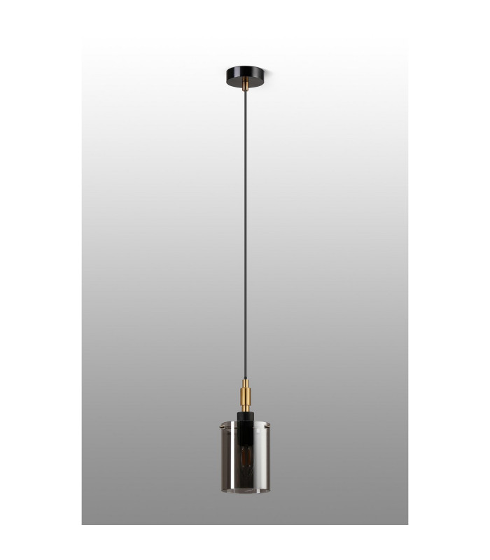 Eden 10cm 1.5m Single Pendant 10x13.5cm Cylinder Glass 1 Light E14 IP44 Black/Brass Gold/Smoke-9
