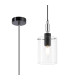 Eden 10cm 1.5m Single Pendant 10x13.5cm Cylinder Glass 1 Light E14 IP44 Black/Polished Chrome/Clear-1