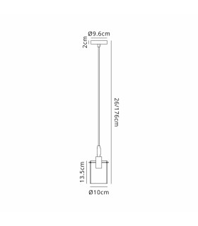 Eden 10cm 1.5m Single Pendant 10x13.5cm Cylinder Glass 1 Light E14 IP44 Black/Polished Chrome/Clear-2