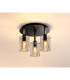 Eden 30cm Round Semi Ceiling 10x13.5cm Cylinder Glass 3 Light E14 IP44 Black/Brass Gold/Amber-3