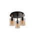 Eden 30cm Round Semi Ceiling 10x13.5cm Cylinder Glass 3 Light E14 IP44 Black/Brass Gold/Amber-4