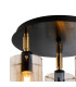 Eden 30cm Round Semi Ceiling 10x13.5cm Cylinder Glass 3 Light E14 IP44 Black/Brass Gold/Amber-5