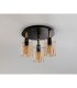 Eden 30cm Round Semi Ceiling 10x13.5cm Cylinder Glass 3 Light E14 IP44 Black/Brass Gold/Amber-7