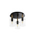 Eden 30cm Round Semi Ceiling 10x13.5cm Cylinder Glass 3 Light E14 IP44 Black/Brass Gold/Clear-4
