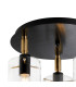 Eden 30cm Round Semi Ceiling 10x13.5cm Cylinder Glass 3 Light E14 IP44 Black/Brass Gold/Clear-5