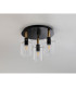 Eden 30cm Round Semi Ceiling 10x13.5cm Cylinder Glass 3 Light E14 IP44 Black/Brass Gold/Clear-7