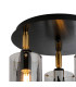 Eden 30cm Round Semi Ceiling 10x13.5cm Cylinder Glass 3 Light E14 IP44 Black/Brass Gold/Smoke-5