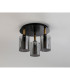Eden 30cm Round Semi Ceiling 10x13.5cm Cylinder Glass 3 Light E14 IP44 Black/Brass Gold/Smoke-7