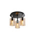 Eden 30cm Round Semi Ceiling 10x13.5cm Cylinder Glass 3 Light E14 IP44 Black/Polished Chrome/Amber-1