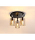 Eden 30cm Round Semi Ceiling 10x13.5cm Cylinder Glass 3 Light E14 IP44 Black/Polished Chrome/Amber-3