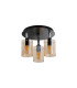 Eden 30cm Round Semi Ceiling 10x13.5cm Cylinder Glass 3 Light E14 IP44 Black/Polished Chrome/Amber-4