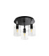 Eden 30cm Round Semi Ceiling 10x13.5cm Cylinder Glass 3 Light E14 IP44 Black/Polished Chrome/Clear-4