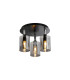 Eden 30cm Round Semi Ceiling 10x13.5cm Cylinder Glass 3 Light E14 IP44 Black/Polished Chrome/Smoke-1
