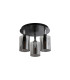 Eden 30cm Round Semi Ceiling 10x13.5cm Cylinder Glass 3 Light E14 IP44 Black/Polished Chrome/Smoke-4