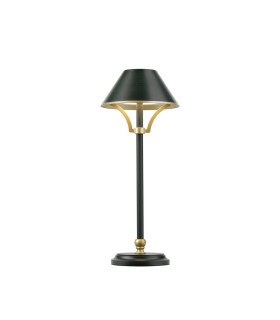 Monroe Rechargeable Battery Operated Table Lamp 1.8W LED 3000K 160lm 3-Step Dimming Dark Green/Gold -1