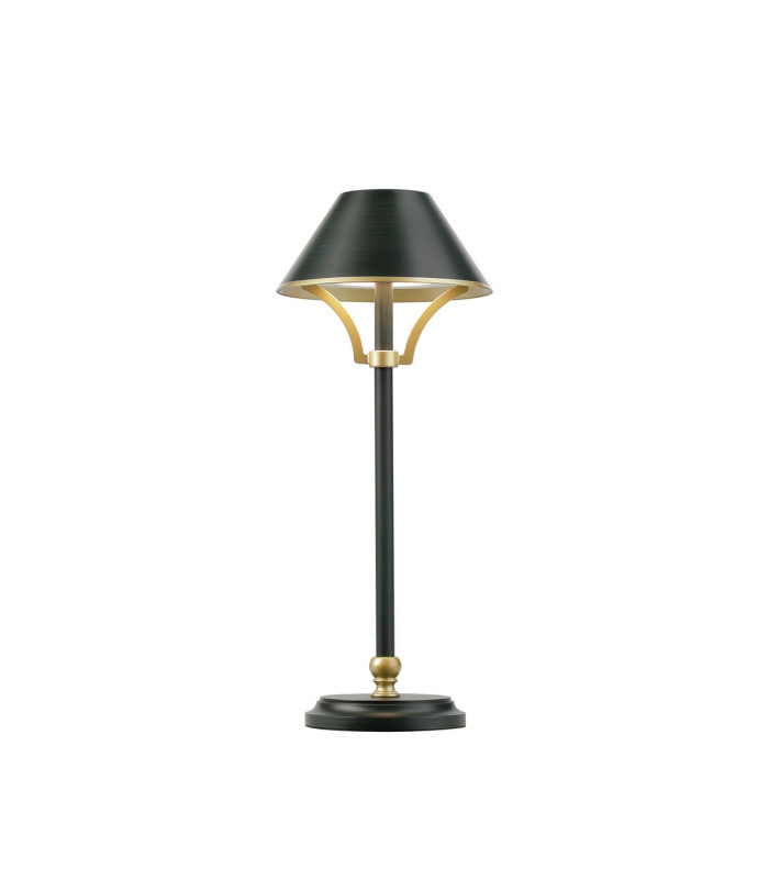 Monroe Rechargeable Battery Operated Table Lamp 1.8W LED 3000K 160lm 3-Step Dimming Dark Green/Gold -1