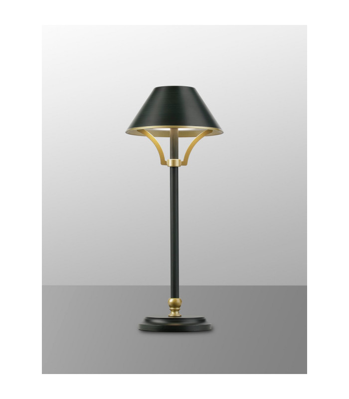 Monroe Rechargeable Battery Operated Table Lamp 1.8W LED 3000K 160lm 3-Step Dimming Dark Green/Gold -3
