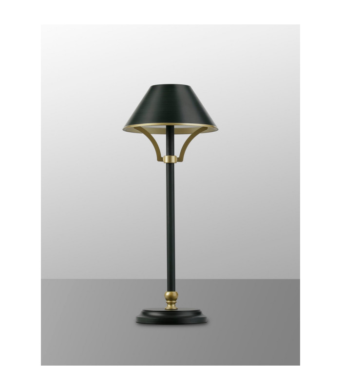 Monroe Rechargeable Battery Operated Table Lamp 1.8W LED 3000K 160lm 3-Step Dimming Dark Green/Gold -10