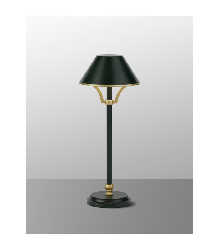 Monroe Rechargeable Battery Operated Table Lamp 1.8W LED 3000K 160lm 3-Step Dimming Dark Green/Gold -11