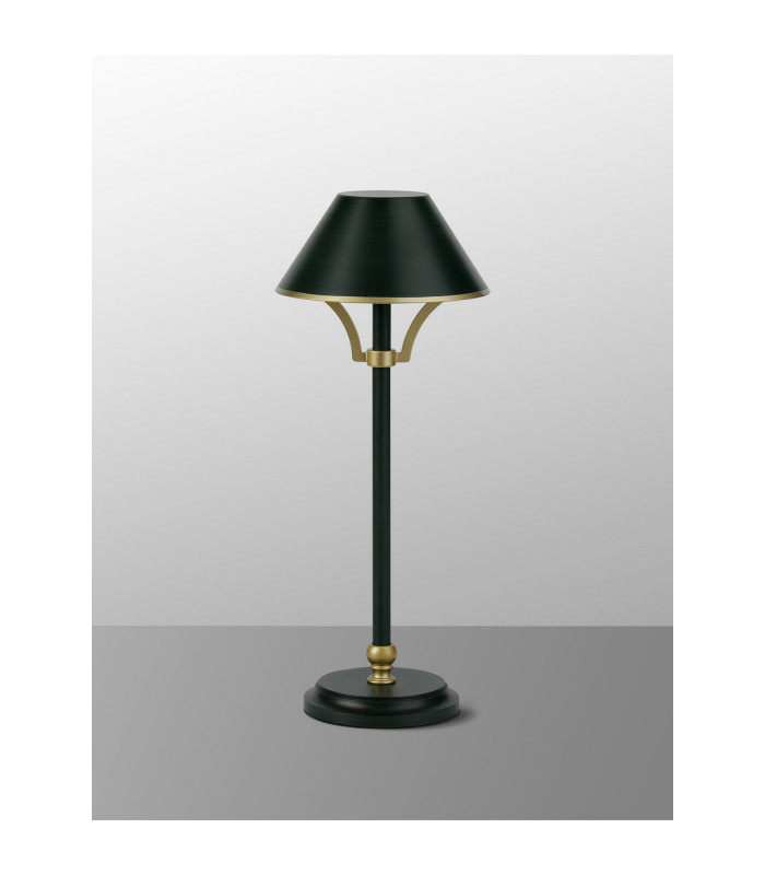 Monroe Rechargeable Battery Operated Table Lamp 1.8W LED 3000K 160lm 3-Step Dimming Dark Green/Gold -12
