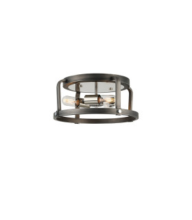 Goshen 39cm Flush Round 3 Light E27 Pewter / Polished Nickel-1