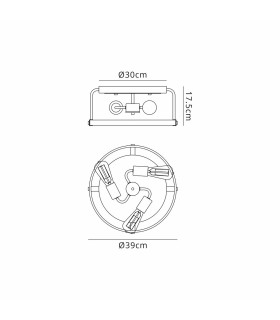 Goshen 39cm Flush Round 3 Light E27 Pewter / Polished Nickel-2