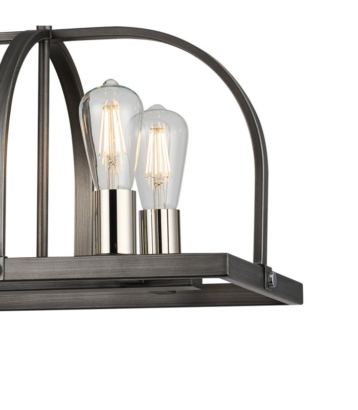 Goshen Pendant/Semi Flush Oblong 6 Light E27 Pewter / Polished Nickel-6