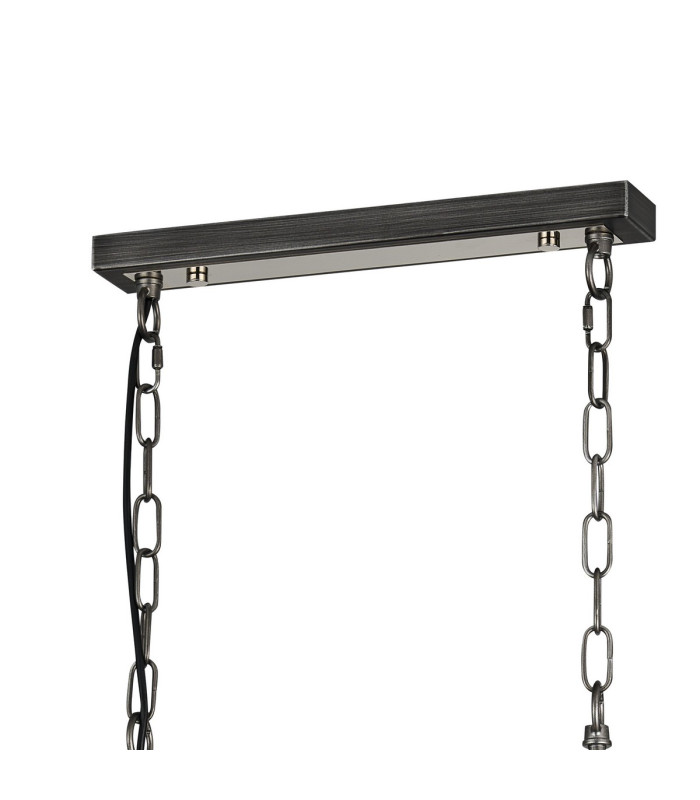 Goshen Pendant/Semi Flush Oblong 6 Light E27 Pewter / Polished Nickel-7