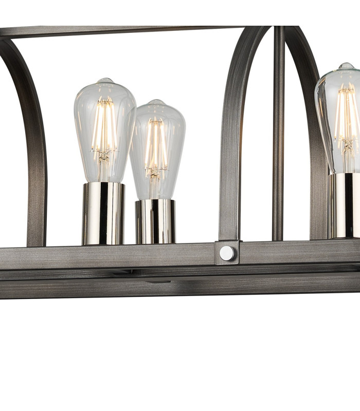 Goshen Pendant/Semi Flush Oblong 6 Light E27 Pewter / Polished Nickel-9