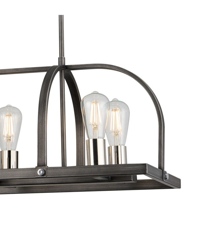 Goshen Pendant/Semi Flush Oblong 8 Light E27 Pewter / Polished Nickel-6
