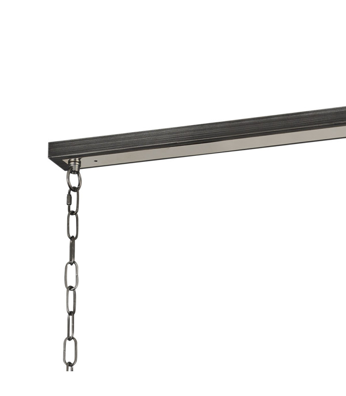 Goshen Pendant/Semi Flush Oblong 8 Light E27 Pewter / Polished Nickel-7