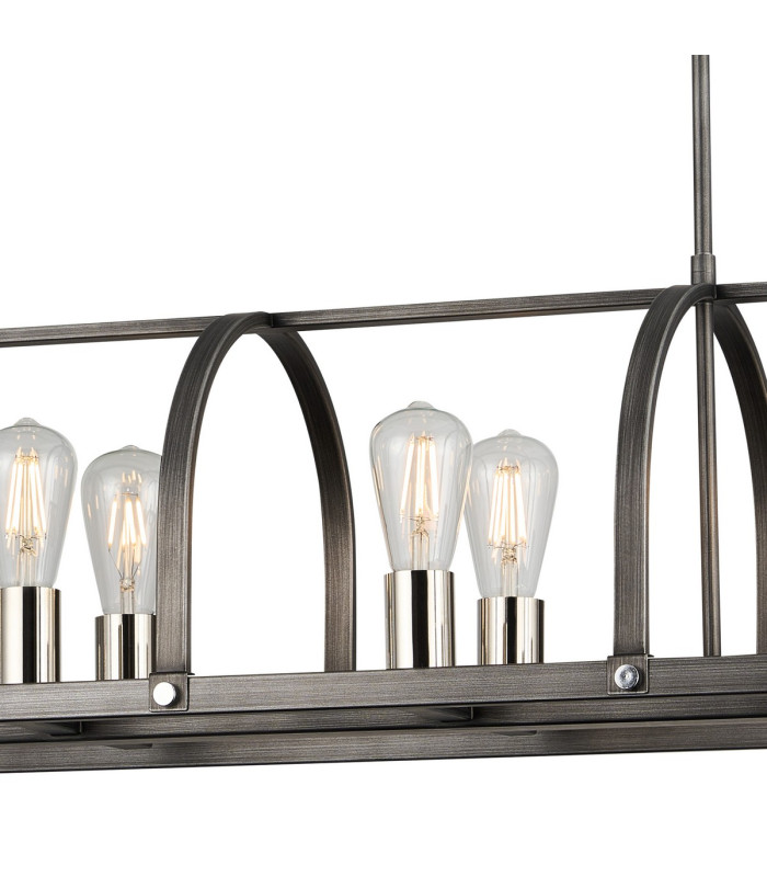 Goshen Pendant/Semi Flush Oblong 8 Light E27 Pewter / Polished Nickel-9