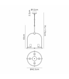 Goshen 42.5cm Pendant/Semi Flush Round 4 Light E27 Pewter / Polished Nickel-2
