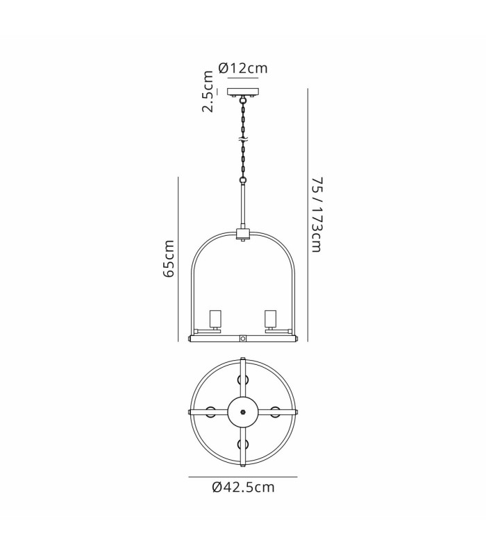 Goshen 42.5cm Pendant/Semi Flush Round 4 Light E27 Pewter / Polished Nickel-2