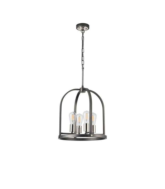 Goshen 42.5cm Pendant/Semi Flush Round 4 Light E27 Pewter / Polished Nickel-4