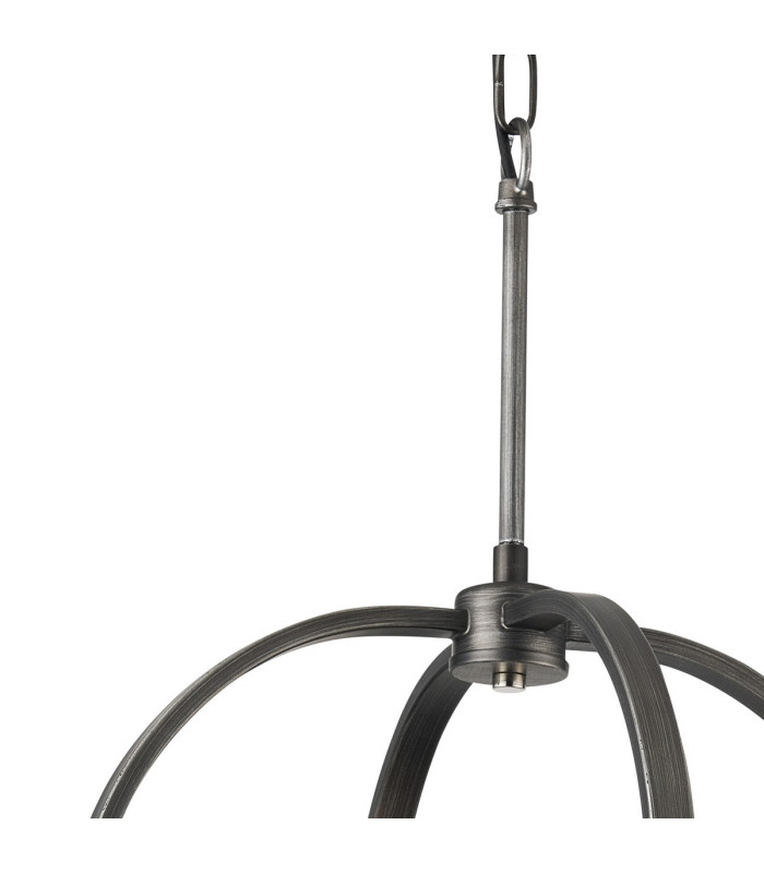 Goshen 42.5cm Pendant/Semi Flush Round 4 Light E27 Pewter / Polished Nickel-6