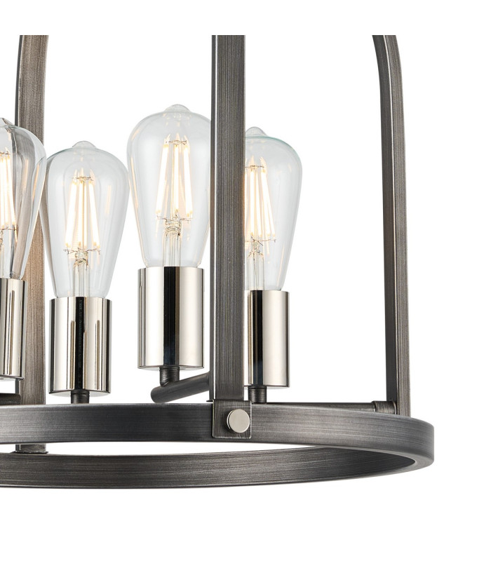 Goshen 42.5cm Pendant/Semi Flush Round 4 Light E27 Pewter / Polished Nickel-7