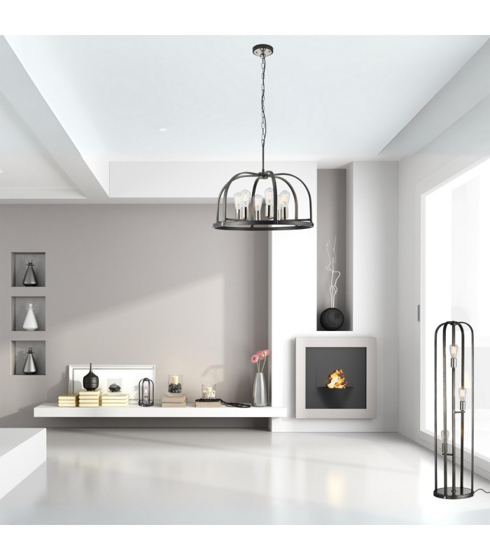 Goshen 62cm Pendant/Semi Flush Round 6 Light E27 Brown Oxide / Antique Bronze / Wood-7